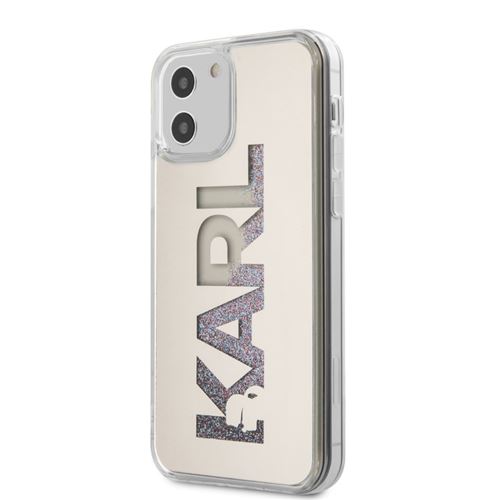 Karl Lagerfeld Coque à Paillettes liquides pour iPhone 12 Max/Pro Argenté