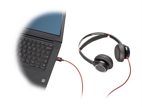 Plantronics Poly Blackwire 7225 - Micro-Casque - Sur-Oreille - Filaire - Suppresseur De Bruit Actif - Usb - Noir - Certifié pour Microsoft Teams