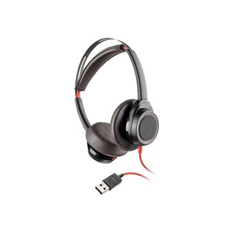 Poly Blackwire 7225 - Micro-casque - sur-oreille - filaire - Suppresseur de bruit actif - USB - noir - Certifié pour Microsoft Teams - 1
