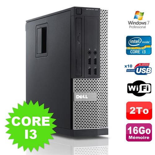 Pc dell optiplex 990 sff i3-2120 3.3ghz 16go disque 2000go dvd wifi w7 État correct - Dell reconditionné disponible sur Fnac