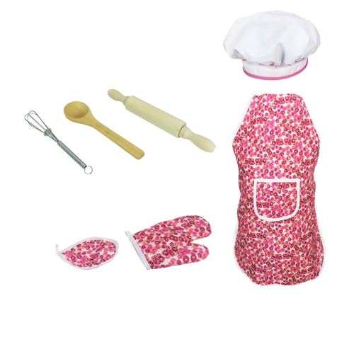 7Pcs Enfants Cuisson et Cuisson Cuisine Costume Pretend Jeu de Rôle Kit Tablier Chapeau Gjj157