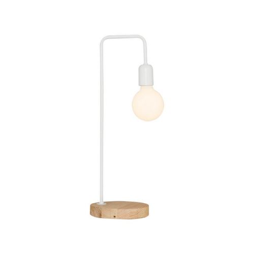 HOMEMANIA Lampe de Bureau Valetta - pour Table, Bureau, Table de Nuit - Blanc, Noyer en Métal, 17 x 20 x 52 cm, 1 x E27, 40W