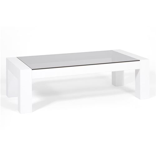 Mobilifiver Table basse, plateau en verre trempé, Iacopo, Blanc brillant, 100 x 50 x 30 cm, Mélaminé/Verre, Made in Italy