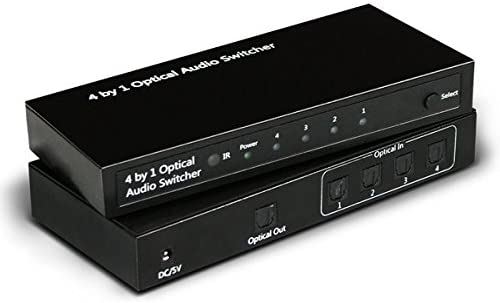 Atlantis Switch Audio Optique, de 4 entrées sur 1 Sortie, Noir