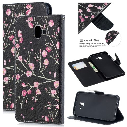 Etui en PU impression de motifs fleurs vives pour votre Samsung Galaxy J6 Plus