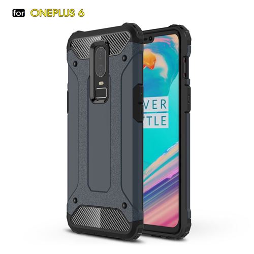 Coque en TPU hybride de garde d'armure bleu foncé pour votre OnePlus 6