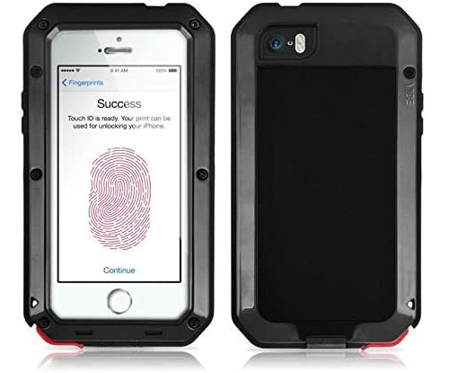 GZ - Extrême - Coque métal anti-choc, résistante à l'eau avec vitre anti-rayures écran intégré - Compatible id - iPhone 6/6s - Noir