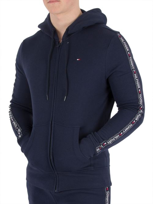 Tommy Hilfiger Homme Sweat à capuche zippé avec logo, Bleu
