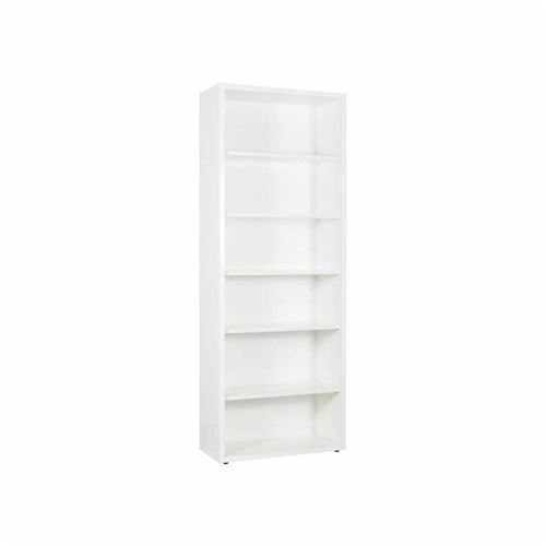 Bibliothèque colonne 6 casiers bois laqué blanc pour bureau et salon Parallelepiped