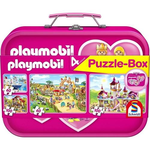 SCHMIDT AND SPIELE Puzzle enfant - Playmobil - Coffret de Puzzles 2x60 / 2x100 pcs