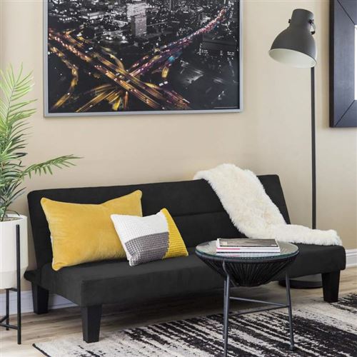Canapé Clic Clac convertible en microfibre effet velours 2 places Ametista