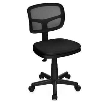 Giantex Chaise De Bureau A Roulettes Dossier Bas Sans Accoudoirs Siege Reglable En Hauteur 41 53cm Support En Y Avec Housse Amovible Pour Maison Salle De Reunion Noir Achat Prix Fnac