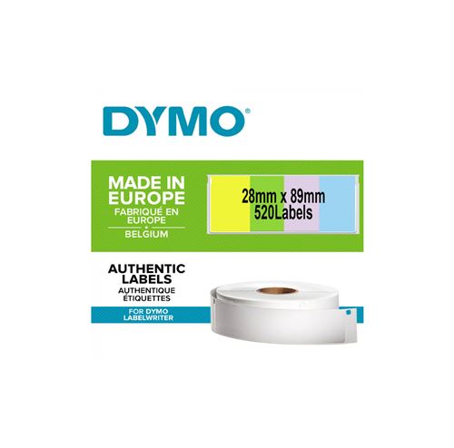 DYMO LabelWriter - Adhésif permanent - bleu, jaune, vert, rose - 28 x 89 mm 520 étiquette(s) (4 rouleau(x) x 130) étiquettes adresses