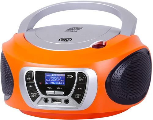 Trevi CMP 510 Dab stéréo Portable CD Boombox Radio Dab/Dab+ avec RDS, USB, AUX-in, Prise Casque, Orange