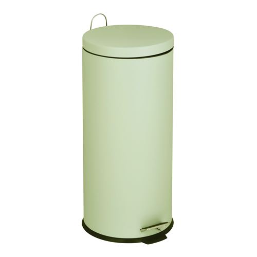 Poubelle de cuisine à pédale basique chic cylindrique 30L URBAN Menthe mat en acier inox avec seau
