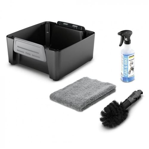 Nettoyeur Haute Pression Karcher Kit Vélo - Accessoire Associé Au Nettoyeur Mobile Oc3 - Chiffon Microfibre, Une Brosse Universelle et Un Détergent Vélo