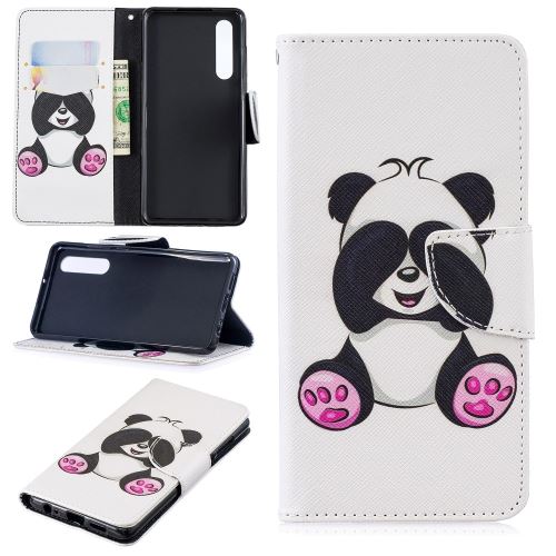 Etui en PU impression de motifs avec support adorable panda pour votre Huawei P30