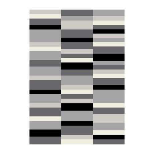 karl tapis de salon contemporain - 120x170 cm - noir, gris et blanc