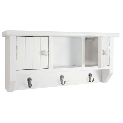 Armoire à clés HWC-A48, boîte à clés avec portes et crochets ~ blanc