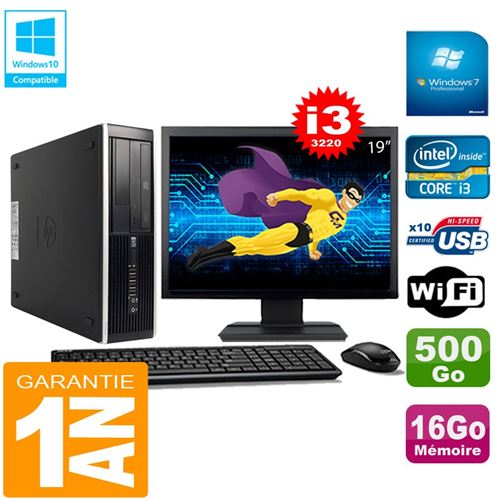 Pc hp compaq pro 6300 sff i3-3220 16go 500go graveur dvd wifi w7 ecran 19' État correct - Hewlett-Packard reconditionné disponible sur Fnac