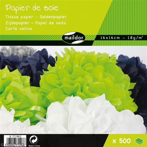 Assortiment de papier de soie - 9 couleurs - 16 x 16 cm - 500 feuilles