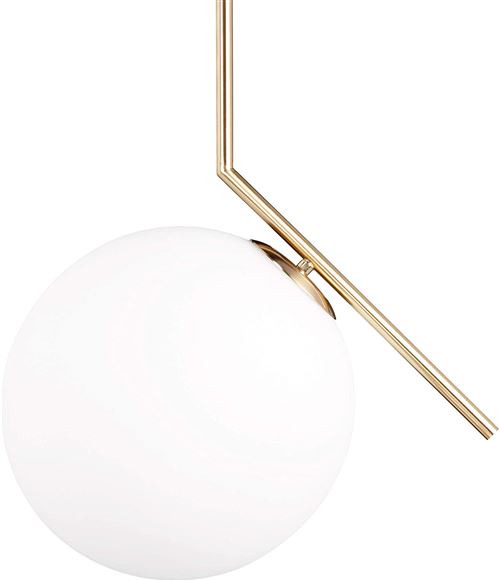 Relaxdays Lampe à suspension abat-jour rond globe en laiton métal luminaire GLOBI design retro HxlxP: 75 x 45 x 30 cm, matt