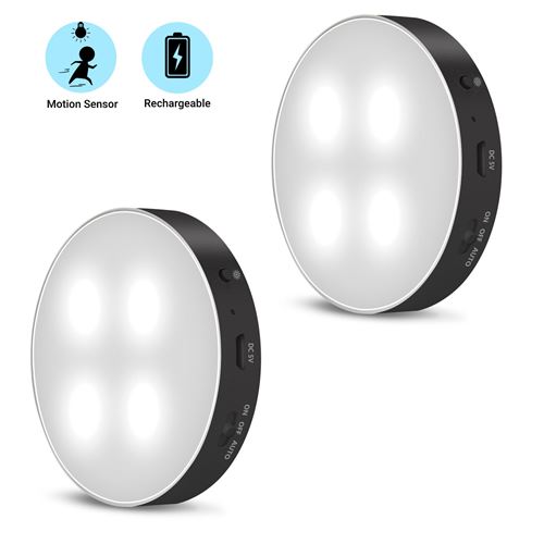 Lampe Aimantée Autocollante Détecteur de mouvement LED x2 – Daffodil LEC012 – Batterie ou Secteur, Magnétique, Lampe placard tiroir escalier - Noir