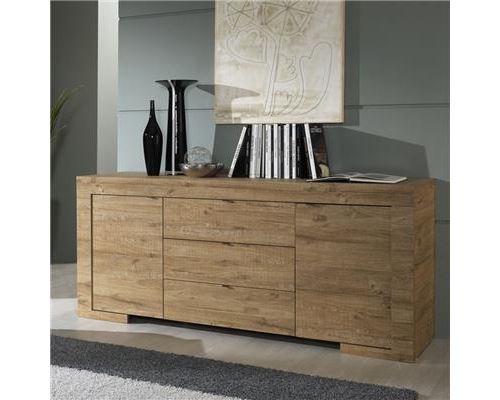 Buffet bahut couleur chêne 2 portes 3 tiroirs contemporain GALIA