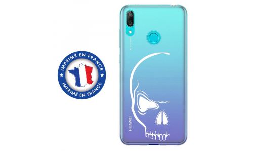 Coque souple pour Huawei Y7 (2019) avec impression Motifs crâne blanc