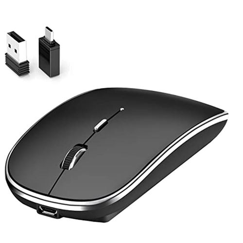 Générique Noir Souris Sans Fil Rechargeable Ultra-Mince - Image 1