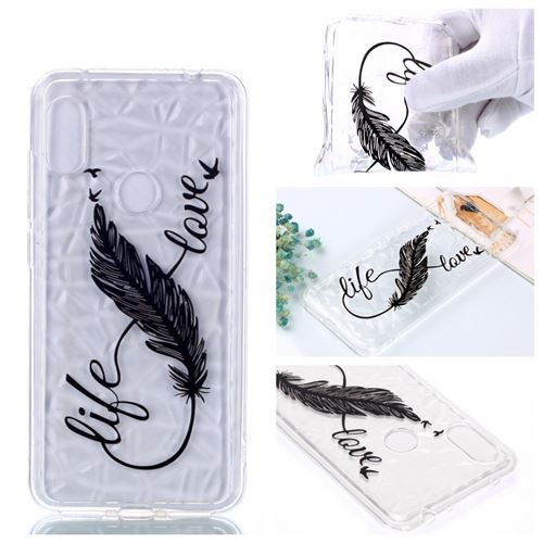 Coque en TPU fleur 3D diamant surface plume pour votre Xiaomi Redmi Note 6 Pro/Note 6