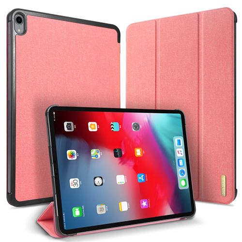 Etui en PU tissu tri-fold rose pour votre Apple iPad Pro 11-inch (2018)