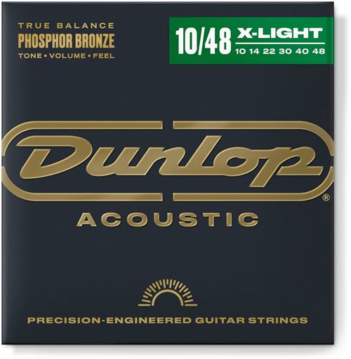Jeu de cordes guitare acoustique dunlop phosphore bronze extra light 10-48