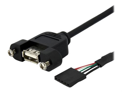 StarTech.com Câble adaptateur USB 2.0 IDC 5 broches vers USB A interne - Montable sur boîtier - 1x IDC femelle - 1x USB 2.0 A femelle - Câble interne USB vers externe - USB (F) pour connecteur 2.0 USB 5 broches (F) - 30 cm - vis moletées - noir
