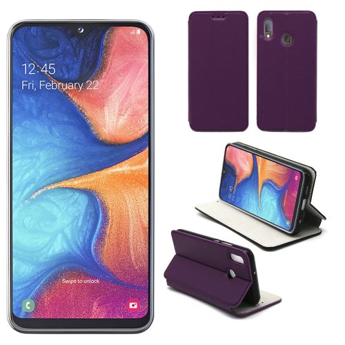 Housse Samsung Galaxy A20E violette - Etui Coque Samsung Galaxy A20E Protection antichoc à rabat Smartphone 2019 - Accessoires Pochette Case XEPTIO