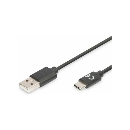 ASSMANN - USB-kabel - USB-C (M) naar USB (M) - USB 2.0 - 3 A - 3 m - gevormd - zwart