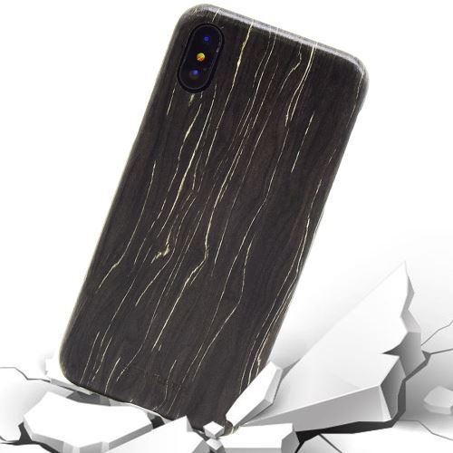 iPhone X Coque Protection Plastique Noir Effet Bois ALS48167