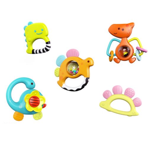 Dinosaur Hochets Teether Shaker Grab And Spin Rattle Musical Set Toy Multicolore PT328