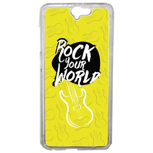 Coque Rock Your World Fond Jaune Compatible One A9 Transparent