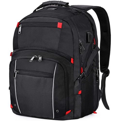Sac à Dos Ordinateur Portable Hommes 17.3 Pouces Étanche Sac à Dos de Voyage d'affaires avec Chargement USB Loisirs Affaire Collè