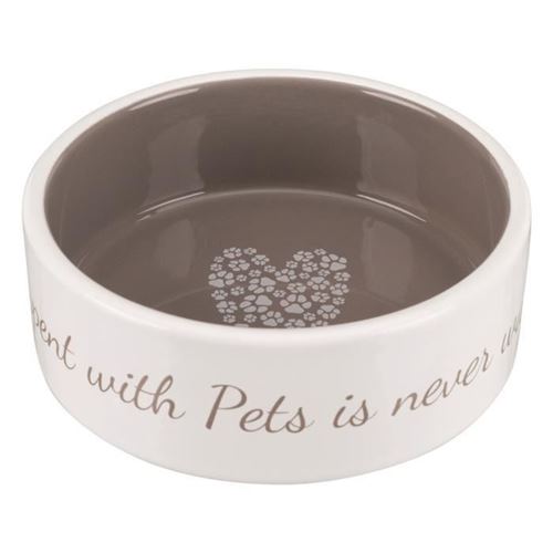 TRIXIE Ecuelle ceramique Pets Home - 0,3 L - O 12 cm - Creme et taupe - Pour chien