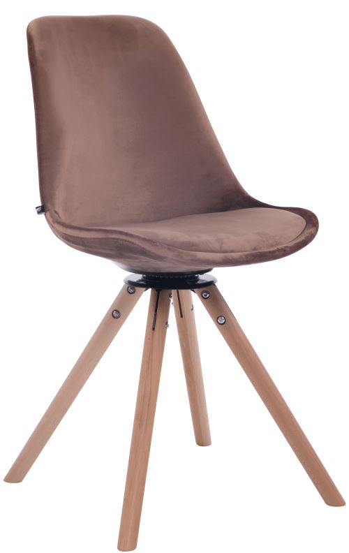 Chaise de salle à manger Troyes Pivotant en velours avec piétement rond , Bois de chêne Nature/Marron