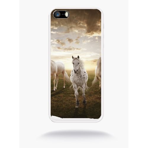 Coque Sunset Horses Compatible Apple Iphone Se Silicone Blanc Mat