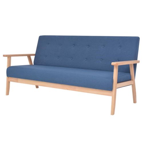 Vidaxl canap&eacute; &agrave; 3 places tissu bleu 244656