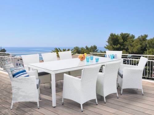 Beliani - Ensemble de jardin en polyrotin blanc 8 chaises - Italy