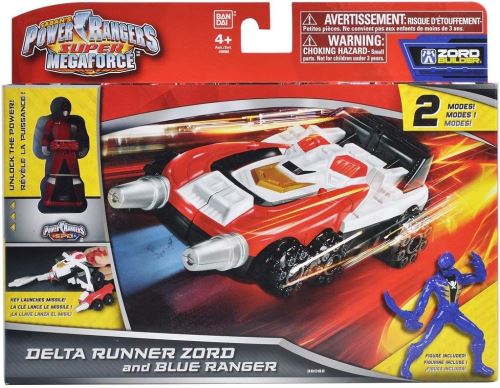 Coffret power ranger bleu + delta runner zord - robot tranformable - vehicule - voiture