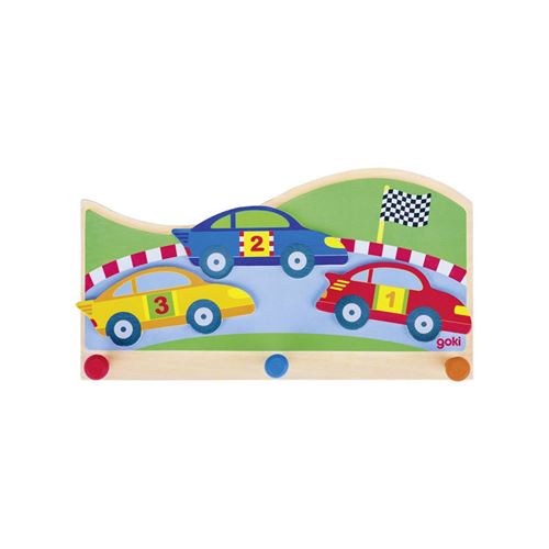 Portemanteau bois - les voitures de course - Décoration pour chambre d'enfant