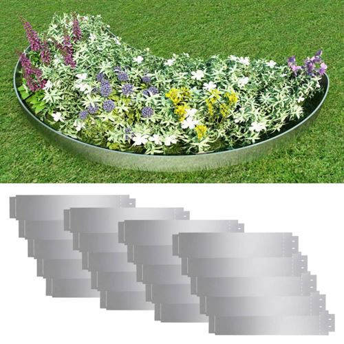 vidaXL Ensemble de bordure pelouse 20 pcs Acier galvanisé 100x20 cm