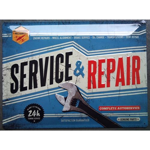 plaque service & repair méchanic tole deco garage usa loft