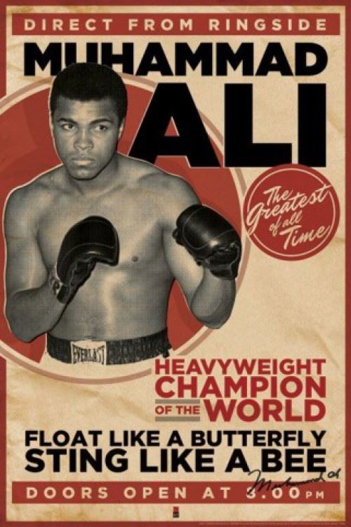 Muhammad Ali Poster - Je Vole Comme Le Papillon Et Pique Comme L'Abeille (91x61 cm)